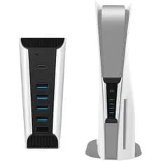 Mcbazel Hub USB 6 em 1 para PS5, Expansor de Portas USB com 4 USB 2.0, 1 Porta de Carregamento Rápido USB e 1 Porta Tipo