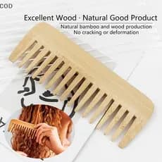 [ala] 1 Peça Pente De Madeira De Bambu Natural Antiestático Garfo Afro Pentes Barba Masculino Feminino Estilo De Cabelo