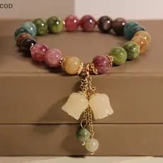 [ala] Moda Pulseiras De Cristal Para Mulheres Meninas Luz Luxo Orquídea Pingente Frisado Pulseira Festa De Aniversário J