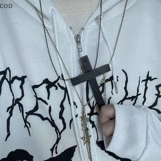 [ala] Na Moda Legal Punk Gótico Cruz De Madeira Pingente Nelace Para Mulheres Homens Vintage Hip Hop Festa Jóias Acessór