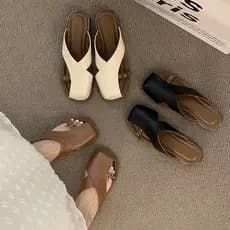 | slippers | ♦Xiaoxiang estilo temperamento Baotou meia chinelos feminino 2024 verão versão coreana aumentando sapatos a