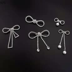 [alb] Moda Romântica Doce Strass Bowknot Broche Pérola sel Bule Pin Cardigan Casaco Suéter Broches Acessórios De Casamen