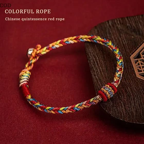 [alc] Pulseira Trançada Feita À Mão , Fio Colorido , Bom Lu , De Corda Para Mulheres , Homens , Nós , Vermelha , Pulseir
