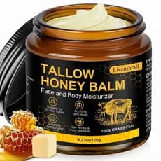 Bálsamo de Sebo de Carne Bovina Orgânico com Mel para o Rosto, Hidratante Facial de Sebo de Carne Bovina Batido com Mel