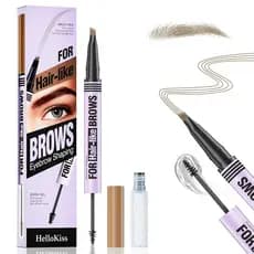Lápis de Sobrancelha para Microblading, Delineador 2 em 1 com Ponta Dupla e Escova Microblading, Escova Spoolie com 4 Po