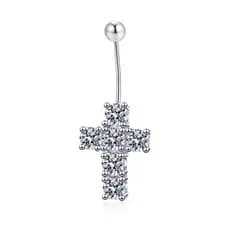 piercing umbigo bijuterias femininas ☝Cruz completa zircônio diamante umbigo prego anel Umbilical ambientalmente amigáve