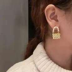 | kit brinco aço inoxidável | 【cartelas de brincos feminino】 ✧Temperamento moda saco pérola brincos único francês Retro