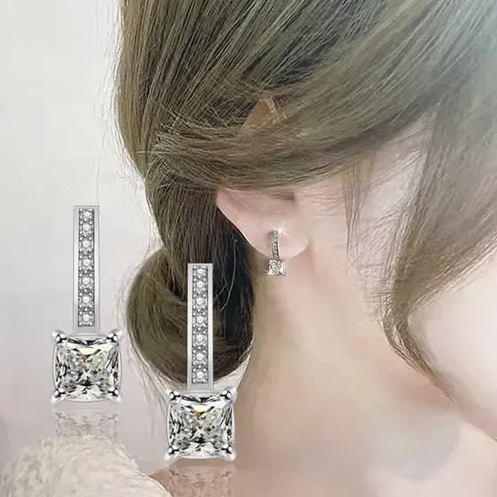 | kit brinco aço inoxidável | 【cartelas de brincos feminino】 ❊Nova moda coreano geométrico quadrado brincos elegante tem