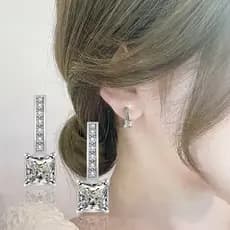 | kit brinco aço inoxidável | 【cartelas de brincos feminino】 ❊Nova moda coreano geométrico quadrado brincos elegante tem