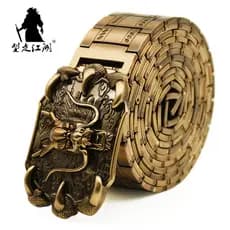 cinto masculino social cinto masculino couro legítimo ♕Estilo chinês cinto masculino Metal cinto de aço inoxidável único