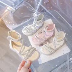 | slippers | ♭Meninas sandálias romanas 2025 verão novo estilo versão coreana moda sola macia antiderrapante médio grand