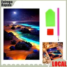 Seaside lua noite paisagem pintura diamante Kit DIY completo diamante redondo pai-filho artesanal presente decoração de