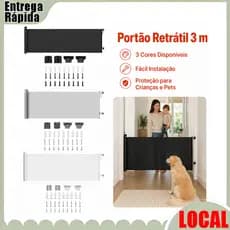 Retrátil 3m porta corrimão varanda escadas crianças resistente a choques gato cão partição cerca de isolamento retrátil