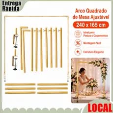 Casamento dourado Desktop arco quadrado tamanho ajustável banquete atmosfera decoração adereços