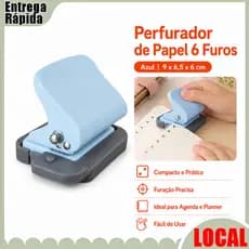 Perfurador de folhas soltas com 6 furos, Manual de estudante, encadernação de arquivo, ferramenta de perfuração Manual p