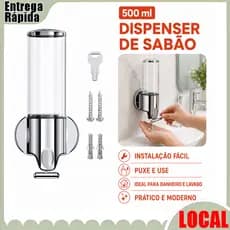 Dispensador de sabão de parede comercial doméstico de dupla utilização, 500ml, lavatório, desinfetante para as mãos, cai
