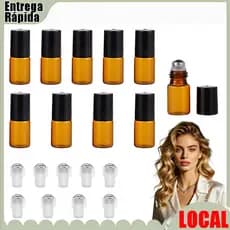 10 pçs 3ml vidro marrom Roll-On sub-embalagem garrafa tampa de plástico preto óleo essencial Perfume portátil sub-embala
