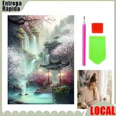 Feito à mão DIY flor doca fada cachoeira pintura diamante conjunto completo acessórios montanha água presentes casa diam
