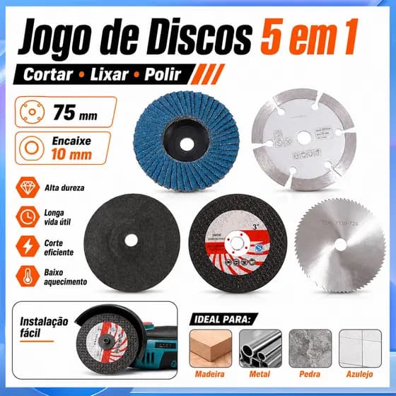 Conjunto de 5 peças lâmina de moagem multifuncional lâmina de rebolo de aço inoxidável lâmina de serra para carpintaria
