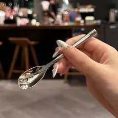 Thien Cozinha Jantar Prato Sopa Arroz Ocidental Restaurante Bar Colher Pública Grande Aço Inoxidável Cabeça Redonda Buff