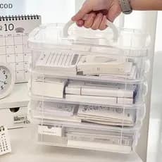 [lxfb] Organizador De Armazenamento De Mesa Estável De 4 Camadas , Caixa Organizadora De Maquiagem De Plástico Transpare