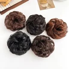 [MSM] Peruca De Coque De Cabelo Sintético Feminino Rabo De Cavalo Extensão Scrunchie Elástico Cabeça De Almôndega Postiç