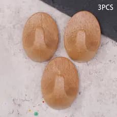 3 Pçs Ganchos De Grão De Madeira De Plástico Adesivos Fixados Na Parede Chave Para Toalhas Roupas E Sacos Uso Cozinha BR