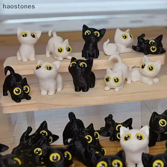 3D Impresso Ornamentos De Gato De Olhos Grandes Mini Estátuas Em Miniatura Gatinho Bonito Micro Paisagem Artesanato Pequ