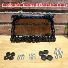 Quadro De Placa De Motocicleta Elegante Com Tema De Caveira , Suporte Estilo Americano , Decoração De Veículo .