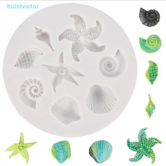 Decoração De Bolo DIY Criaturas Do Mar Concha Estrela Molde De Silicone Fondant