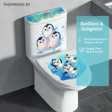 hujin Decalque De Vaso Sanitário De Pinguim Fofo De Desenho Animado , À Prova D'água , Autoadesivo , Removível , Decoraç