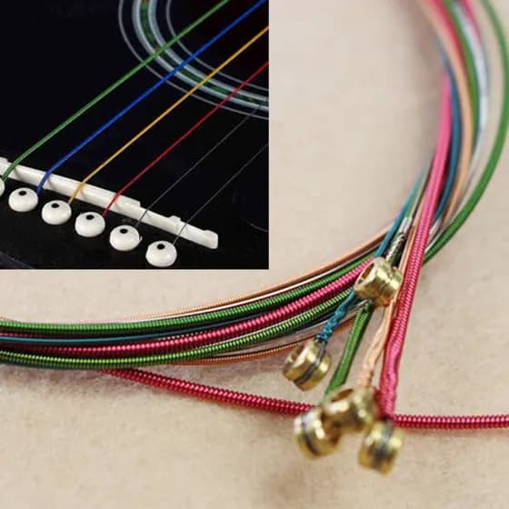 [DGD] Conjunto De Cordas Coloridas Arco-Íris De 6 Peças Para Acessório De Guitarra Acústica