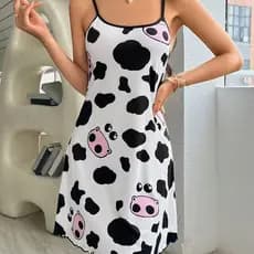 Comércio exterior transfronteiriço venda quente verão novo estilo pijamas senhoras vaca impresso estilingue camisola nov