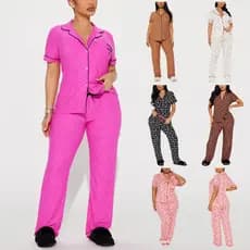 Pijamas transfronteiriços estilo feminino carta bordado calças de manga curta Loungewear ternos podem usar fora da minha