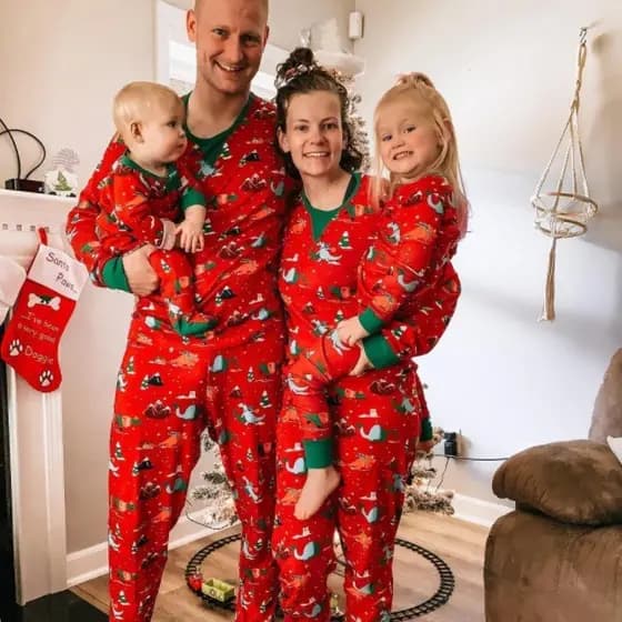 2022 novo estilo natal impressão pai-filho usar pijamas de manga comprida conjunto casa wear pronto estoque