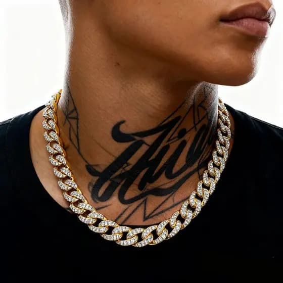 | colar prata | 【bijuterias femininas】 ♨Cross-Border venda quente cheio de diamante Hip-Hop colar jóias europeu american