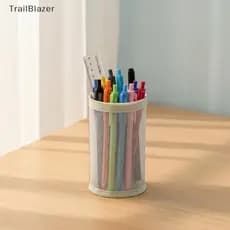 Estojo Minimalista De Malha Transparente , Grande Capacidade , Flip-Top , Cor Sólida , Porta-Canetas , Estudantes , Port