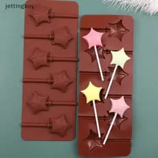 6 Estrelas Silicone Pirulito Molde Chocolate Doces Chip Estrela De Cinco Pontas Barra De