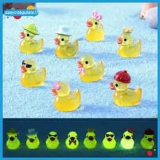 EASYC 8 Peças De Resina Luminosa Mini Estatuetas De Patinho Amarelo Para Decoração De Jardim De Aquário DIY BR