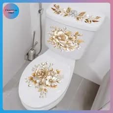 Adesivo De Banheiro Floral Pérola Dourada À Prova D'água De Luxo FLOWE-Decoração De Parede BR