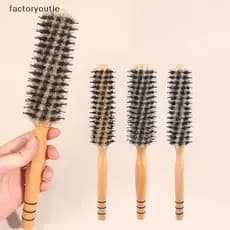 FAR Natural Cerdas De Javali Rolo Escova Barbeiro De Cabelo Madeira Redondo Pente Para Mulheres Encaracolado Cabeleireir