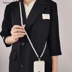 FAR Pérola Frisado Longo Cordão Do Telefone Móvel Universal Bule Clipe Na Moda Crossbody Saco Corrente Para Mulheres Ado