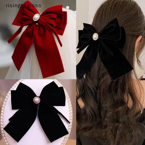 Elegante Veludo Arco Grampo De Cabelo Fita Bowknot Rabo De Cavalo Barrette Feminino Meninas Festa De Casamento Acessório
