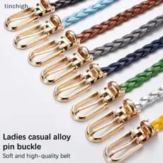 Moda Feminina Cintos De Tecelagem Atada Decoração Ouro Pino Bule Cinto De Couro Do Plutônio Doce Cor Personalidade Cintu