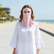 Máscara Facial UV Blo De Resfriamento Para Mulheres Com Furo Beber Proteção Solar Ne Capa Respirável Leve Corrida , Pesc
