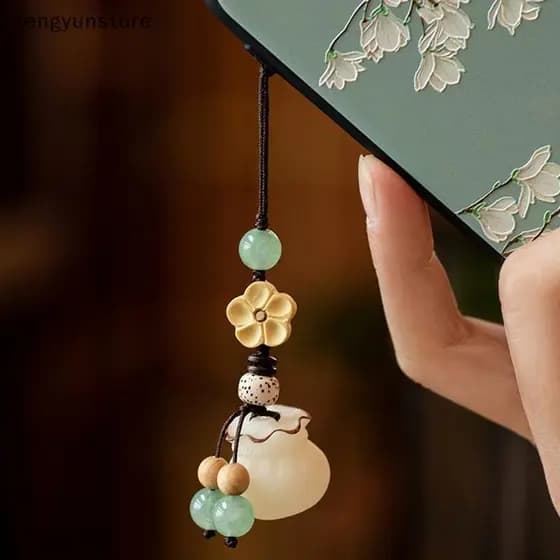Criativo Telefone Móvel Pendurado Corrente Cordão Chaveiro Estilo Chinês Saco Pingente Bodhi Mão-Tecido Unisex Orando