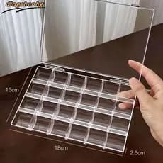 12/21/24 Grades Caixa Organizadora De Arte De Unha Glitter Strass Gemas De Armazenamento Diy Jóias Contas Bordado Organi