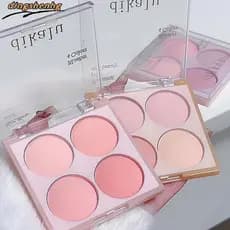 Conjunto De Pó De Blush Fosco De 4 Cores-Tom Quente Doce Maquiagem Facial Abrilhantador De Bochecha Iluminador Cosmético