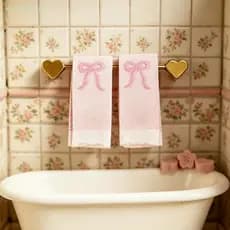 < withbetin > Conjunto De Toalhas Decorativas Em Miniatura Para Casa De Bonecas , Banheiro , Cor Rosa 1 : 12 , Com Laço
