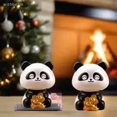 < withbetin > 1 Pçs Energia Solar Panda Boneca Luy Decoração Do Carro Bonito Balançando Cabeça Figura Ornamento Coleção